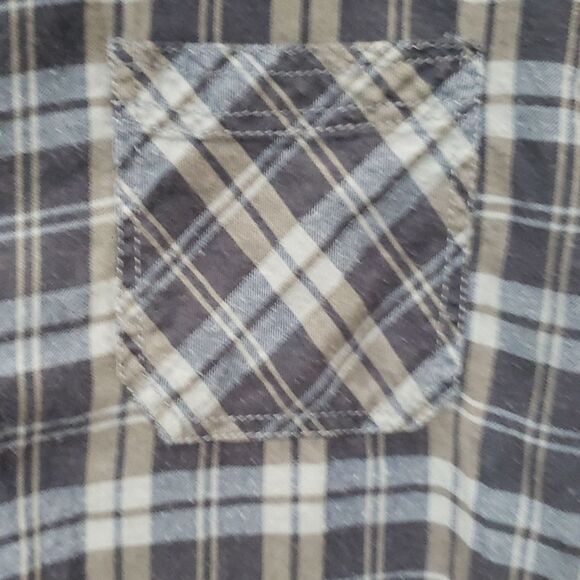 Pd & c Shirt Men Large Blue Gray Plaid Button Down Preppy Cotton Flannel - Picture 3 of 5